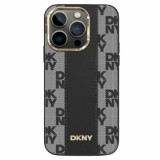 DKNY iPhone 14 Pro Max MagSafe Kockás keménykeretes bőr Telefon tok - Fekete (DKHMP14XPCPVSLK)