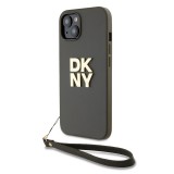 DKNY iPhone 15 Csuklópántos PU Bőr Telefon tok - Sötétzöld (DKHCP15SPBSWSA)