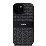 DKNY iPhone 15 Ismétlődő mintás PU Bőr Telefon tok - Fekete (DKHCP15SPRTHSLK)