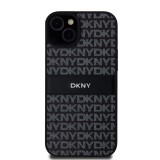 DKNY iPhone 15 Plus Ismétlődő mintás PU Bőr Telefon tok - Fekete (DKHCP15MPRTHSLK)