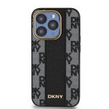 DKNY iPhone 15 Pro MagSafe kockás mintás PU Bőr Telefon tok - Fekete (DKHMP15LPCPVSLK)