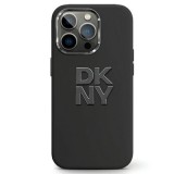 DKNY iPhone 15 Pro Max fém LOGO Keménykeretes szilikon Telefon tok - Fekete (DKHCP15XSMCBSK)
