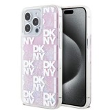 DKNY Liquid Glitter Checkered Pattern tok iPhone 15 Pro Max készülékhez rózsaszín