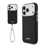 DKNY PU bőr fém logós csuklókarkötős MagSafe tok iPhone 17 Pro készülékhez fekete