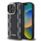 DKNY PU bőr kockás mintás MagSafe tok iPhone 16 Pro Max készülékhez fekete