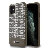 DKNY PU bőr Repeat Pattern Bottom Stripe MagSafe tok iPhone 11 készülékhez barna
