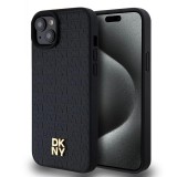 DKNY PU bőr Repeat Pattern Stack Logo MagSafe tok iPhone 15 Plus készülékhez fekete