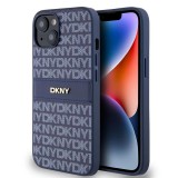 DKNY PU bőr Repeat Pattern Tonal Stripe tok iPhone 14 készülékhez kék