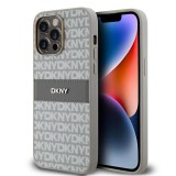 DKNY PU bőr Repeat Pattern Tonal Stripe tok iPhone 14 Pro készülékhez bézs