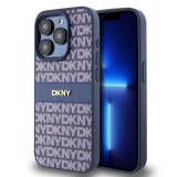 DKNY PU bőr Repeat Pattern Tonal Stripe tok iPhone 15 Pro Max készülékhez kék