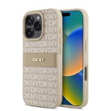 DKNY PU bőr Repeat Pattern Tonal Stripe tok iPhone 16 Pro készülékhez rózsaszín