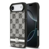 DKNY PU Leather Checkered Pattern and Stripe tok iPhone 17 Air készülékhez fekete