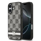 DKNY PU Leather Checkered Pattern and Stripe tok iPhone 17 készülékhez fekete