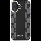 DKNY PU Leather Checkered Pattern Magsafe iPhone 16 Black tok (DKHMP16SPCPVSLK)