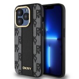DKNY PU Leather Checkered Pattern Magsafe tok iPhone 15 Pro készülékhez fekete