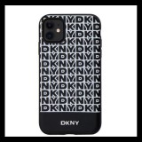 DKNY PU Leather Repeat Pattern Bottom Stripe Apple iPhone 11 Magsafe kompatibilis hátlap tok, fekete