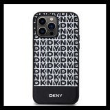 DKNY PU Leather Repeat Pattern Bottom Stripe iPhone 15 Pro Max hátlap tok, fekete