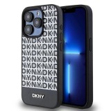 DKNY PU Leather Repeat Pattern Bottom Stripe MagSafe tok iPhone 15 Pro készülékhez fekete