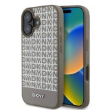 DKNY PU Leather Repeat Pattern Bottom Stripe MagSafe tok iPhone 16 készülékhez barna