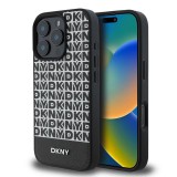 DKNY PU Leather Repeat Pattern Bottom Stripe MagSafe tok iPhone 16 Pro Max készülékhez fekete