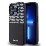 DKNY PU Leather Repeat Pattern kártya zsebes tok iPhone 15 Pro készülékhez fekete