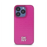 DKNY PU Leather Repeat Pattern Stack Logo Apple iPhone 15 Pro Magsafe tok, rózsaszín