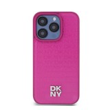 DKNY PU Leather Repeat Pattern Stack Logo Apple iPhone 15 Pro Magsafe tok, rózsaszín