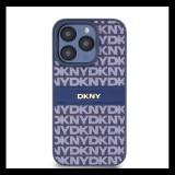 DKNY PU Leather Repeat Pattern Tonal Stripe iPhone 15 Pro Max hátlap tok, kék
