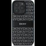 DKNY PU Leather Repeat Pattern Tonal Stripe iPhone 16 Pro Max Black tok (DKHCP16XPRTHSLK)