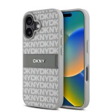 DKNY PU Leather Repeat Pattern Tonal Stripe tok iPhone 16 készülékhez bézs
