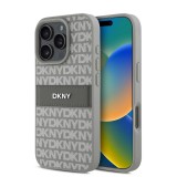 DKNY PU Leather Repeat Pattern Tonal Stripe tok iPhone 16 Pro Max készülékhez bézs