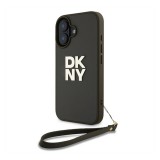 DKNY PU Leather Stack Logo iPhone 16 tok csuklópánttal, zöld