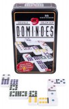 Domino készlet, Dupla 9-es fém dobozban (55 db domino, színes pöttyökkel)