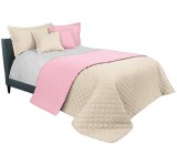 Domtextilu Minőségi steppelt ágytakaró bézs-rózsaszín színben, 220 x 240 cm