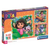Dóra a felfedező 3x48db-os Supercolor puzzle - Clementoni