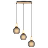 DORIA függeszték sárgaréz,füst 3xE27