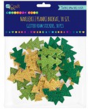 DP CRAFT Dekorgumi, öntapadós, karácsonyfák, csillogó, 30 db-os, zöld-arany