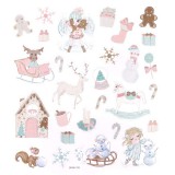 DP CRAFT Karácsonyi matrica, csillogó, pasztell téli kollekció, 15x17cm