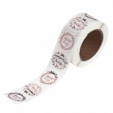 DP CRAFT Karácsonyi matricák tekercsen, 2,5cm széles, karácsonyi üdvözlet, fehér- rosegold, 500 db-os