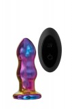 Dream Toys Glamour Glass - rádiós, üveg anál vibrátor - hullámos (színes)
