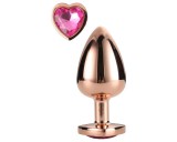 Dream Toys Gleaming Love - alumínium plug szív alakú kővel - M (rózsaarany)