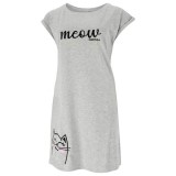 Dressa Meow feliratos cicás pamut pólóruha - melírszürke