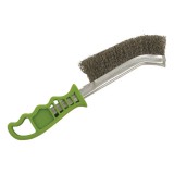 Drótkefe hajlított műanyag nyél rozsdamentes acél 24cm, 30mm szálhossz