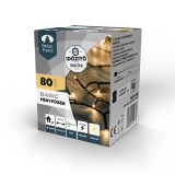 DT Basic 80 LED Fényfüzér Időzítő Funkcióval-Elemes-Meleg Fehér