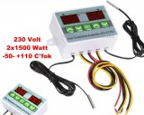 Dupla hőmérős 2 kimenetes 230 Voltos hőmérséklet kapcsoló -50 - +110 Cfok MM3012-230V