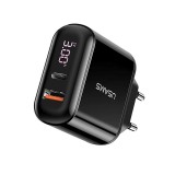 Dupla Portos USB/Type-C hálózati gyorstöltő PD 18W Usams CC085 T23 fekete