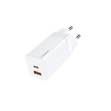 Dupla Portos USB/Type-C hálózati gyorstöltő PD 65W/QC4.0 Veger Gan CPD65-Lite fehér