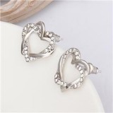 Dupla Szív alakú fülbevaló strassz dísz