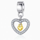 Dupla szíves Pandora stílusú medál