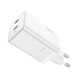 Dupla Type-C portos hálózati gyorstöltő PD 45W Hoco N23 Starlight fehér
